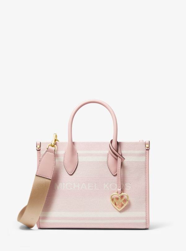 Damske Prenosná Taška Michael Kors Mirella Small Striped Cotton Canvas Ruzove - Kabelky Michael Kors Sleva | WPFUR-9015